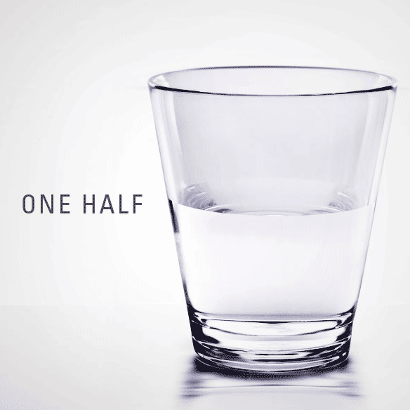 water glass filled half way